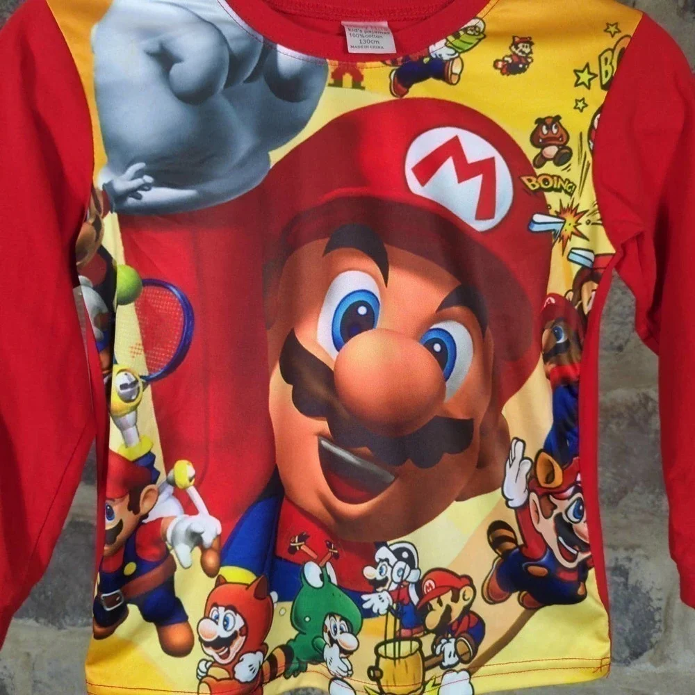 Baby Has Super Mario Pajama‎ Top Red Long Sleeve 130cm Graphic Character